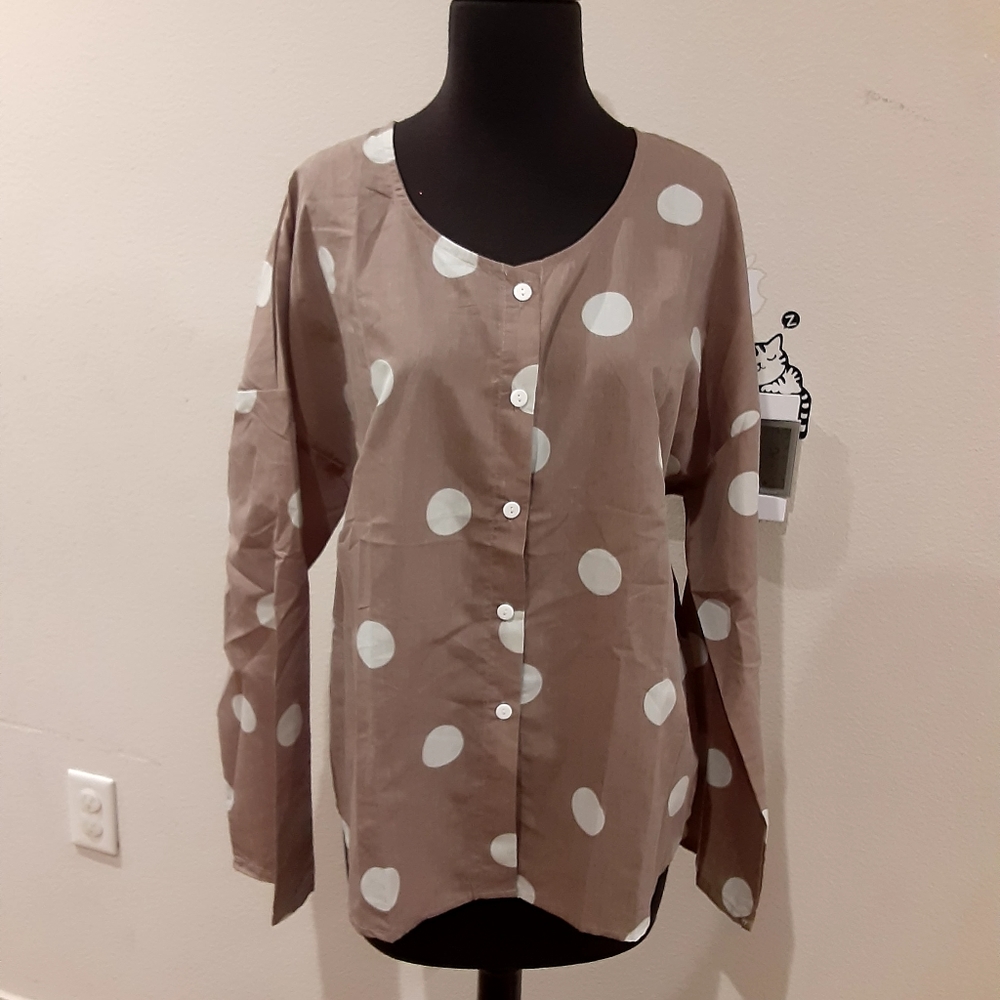 Misslook botton front blouse polka dots sz M